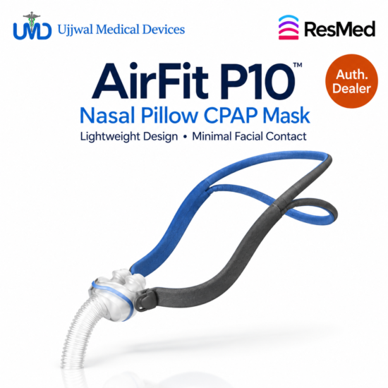 AirFit P10 CPAP Mask Advertisement ResMed AirFit P10 Nasal Pillow CPAP Mask with blue headgear